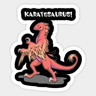 Karatesaurus in orange for dark backgrounds Sticker